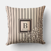 Monogram Stripes Damask Feminine Girly  Kussen (Achterkant)