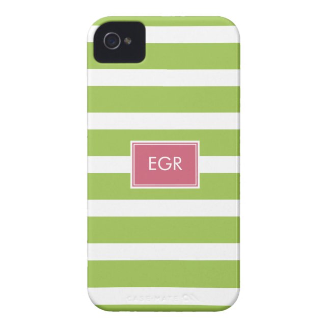 Monogram Stripes iPhone cases (groen/roze) (Achterkant)