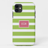 Monogram Stripes iPhone cases (groen/roze) (Achterkant)