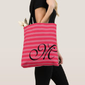 Monogram & Stripes Licht & Hot Pink Tote Bag (Dichtbij)