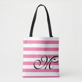 Monogram & Stripes Roze Canvas tas