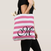 Monogram & Stripes Roze Canvas tas (Dichtbij)