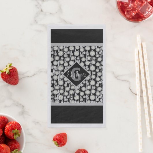 Monogram stripes voor zwarte en grijze pols servet (Insitu)