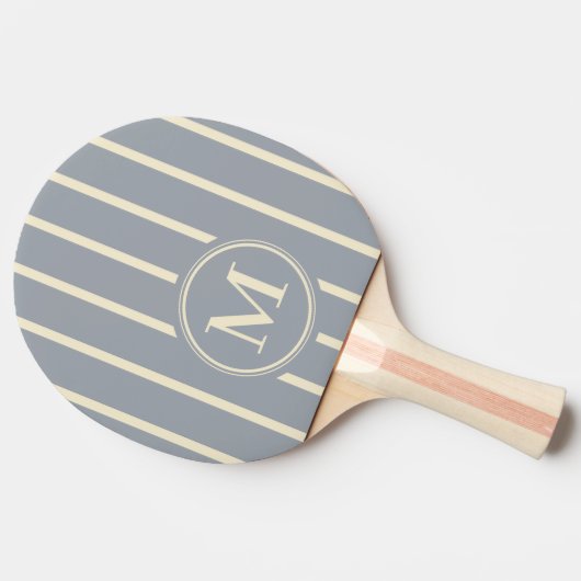 Monogram Striping Dove Grijs Kleur Ping Pong Paddl Tafeltennisbatje (Zijkant)