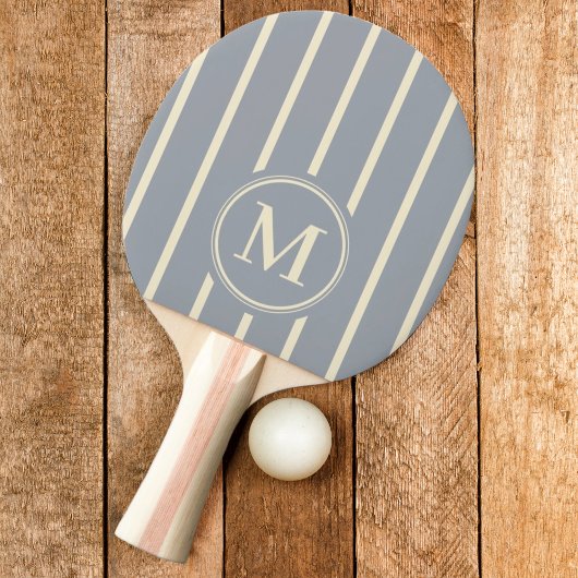Monogram Striping Dove Grijs Kleur Ping Pong Paddl Tafeltennisbatje