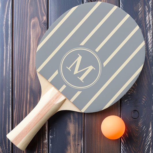 Monogram Striping Dove Grijs Kleur Ping Pong Paddl Tafeltennisbatje