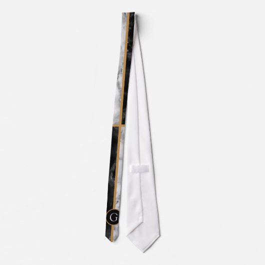 Monogram Stropdas zwart-wit Check Marble (Achterkant)