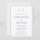 Monogram Stusty Blue en White Modern Simple Weddin (Voorkant)