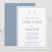 Monogram Stusty Blue en White Modern Simple Weddin (Voorkant / Achterkant)