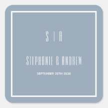 Monogram Stusty Blue en White Modern Simple Weddin