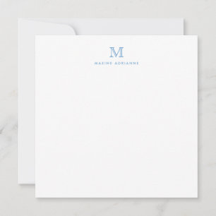 Monogram Stusty Blue Minimalist Modern Elegant Notitiekaartje