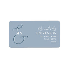 Monogram Stusty Blue Wedding Return Label