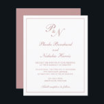 Monogram Stusty Roos Pink Budget Weddenschap<br><div class="desc">De traditionele uitnodiging van de de stijlbegroting van de bruiloft met een eenvoudig en klassiek ontwerp met uw twee monogram van het initiaal en uw namen in een elegante kalligrafie binnen een dunne grens. Alle ontwerpelementen zijn in dusty roos roze over een witte achtergrond en kunnen in het het ontwerpuitgeven...</div>