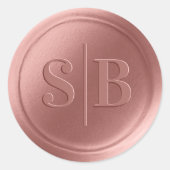 Monogram Stusty Roos Roze Wax Seal Weddenschappen Ronde Sticker (Voorkant)