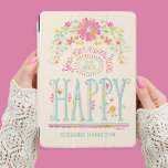 Monogram Stylish Feminine Waterverf Floral iPad Air Cover<br><div class="desc">Begin meteen met een positief citaat! Deze  vrouwelijke waterverf Ipad cover heeft de woorden: "Je kunt nooit te veel plezier hebben." Pas de voorkant van de Ipad cover aan met jouw naam. Ontworpen voor jou door Blackberry Boulevard.</div>