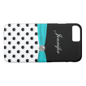 Monogram Stylish Polka Dot Turquoise Case-Mate iPhone Case (Achterkant (Horizontaal))