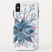 Monogram succulent bloemenblauw Case-Mate iPhone case (Achterkant)