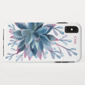 Monogram succulent bloemenblauw Case-Mate iPhone case (Achterkant (horizontaal))