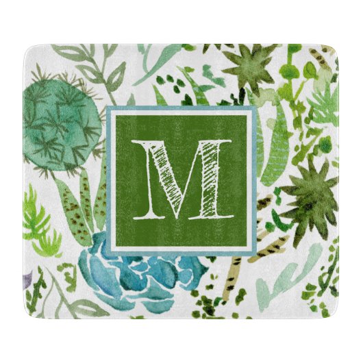 Monogram | Succulent veld I Snijplank (Voorkant)