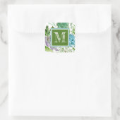 Monogram | Succulent veld I Vierkante Sticker (Tas)