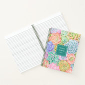 Monogram Succulente Waterverf Kleurrijke pasta Big Notitieboek (Binnen)