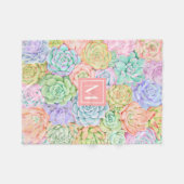 Monogram Succulente Waterverf Kleurrijke pasta Fleece Deken (Voorkant (Horizontaal))