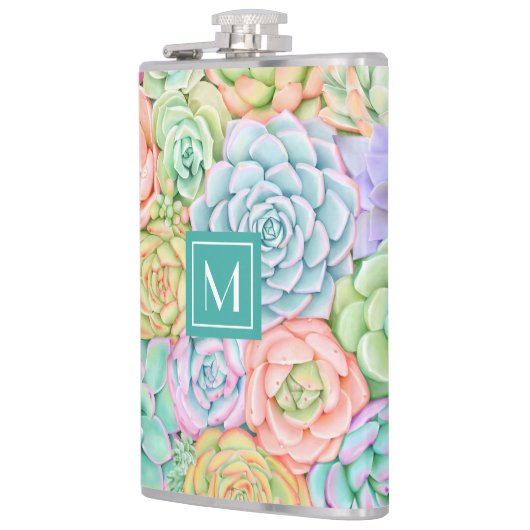 Monogram Succulente Waterverf Kleurrijke pasta Heupfles (Links)