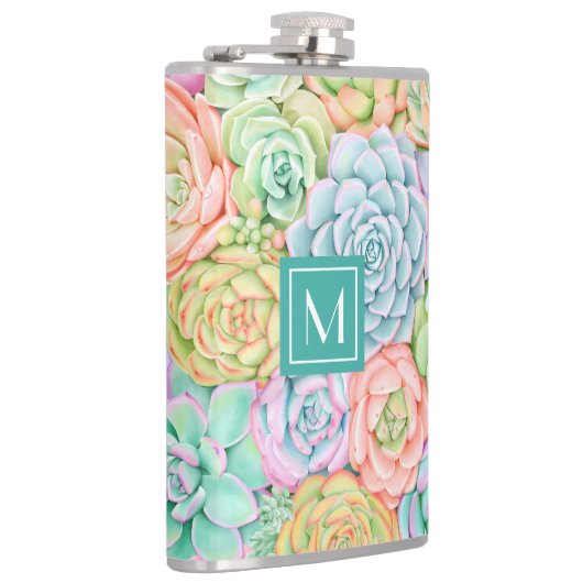 Monogram Succulente Waterverf Kleurrijke pasta Heupfles (Rechts)