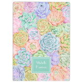 Monogram Succulente Waterverf Kleurrijke pasta Klembord (Achterkant)