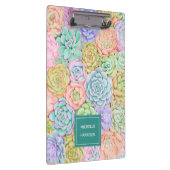 Monogram Succulente Waterverf Kleurrijke pasta Klembord (Rechts)