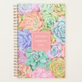 Monogram Succulente Waterverf Kleurrijke pasta Planner (Voorkant)