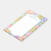 Monogram Succulente Waterverf Kleurrijke pasta Post-it® Notes (Schuin)