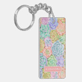 Monogram Succulente Waterverf Kleurrijke pasta Sleutelhanger (Voorkant Links)
