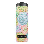 Monogram Succulente Waterverf Kleurrijke pasta Thermosbeker (Voorkant)