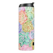 Monogram Succulente Waterverf Kleurrijke pasta Thermosbeker (Gedraaid links)