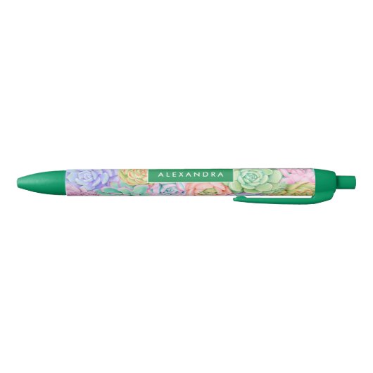 Monogram Succulente Waterverf Kleurrijke pasta Zwarte Inkt Pen (Bodem)