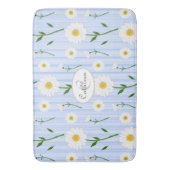 Monogram Summer Daisies Pattern Light Blue Stripe Badmat (Voorkant Verticaal)