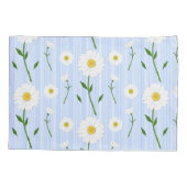 Monogram Summer Daisies Pattern Light Blue Stripe Kussensloop (Achterkant)