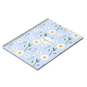 Monogram Summer Daisies Pattern Light Blue Stripe Notitieboek (Linkerzijde)