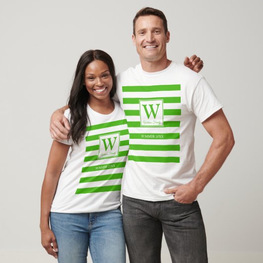 Monogram Summer Family Reunion Kelly Green Stripes T-shirt (Unisex)