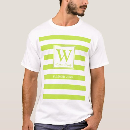 Monogram Summer Family Reunion Line Green Stripes T-shirt (Voorkant)