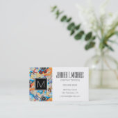 Monogram Summer Fun Pattern Visitekaartje (Staand voorkant)