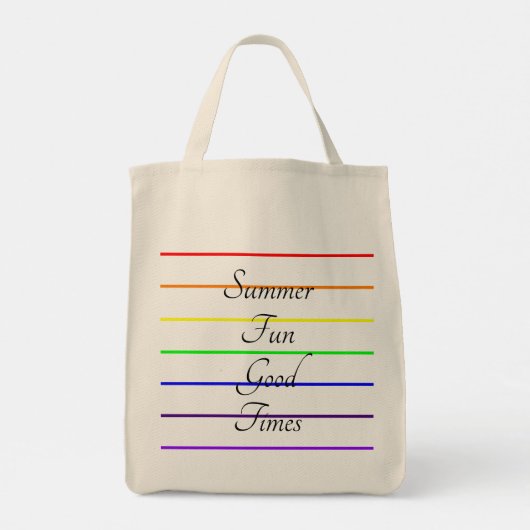 Monogram Summer Fun Rainbow Stripes Tote Bag (Achterkant)