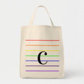 Monogram Summer Fun Rainbow Stripes Tote Bag (Voorkant)