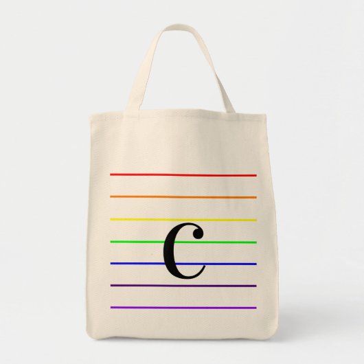 Monogram Summer Fun Rainbow Stripes Tote Bag (Voorkant)