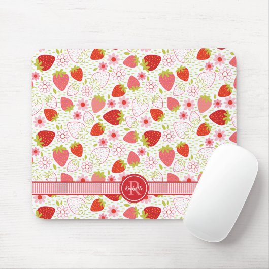 Monogram Summer Strawberry Fruit Pattern Muismat (Met muis)