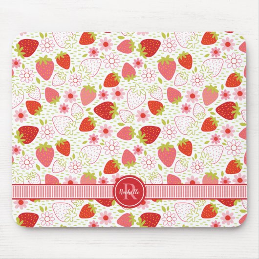 Monogram Summer Strawberry Fruit Pattern Muismat (Voorkant)