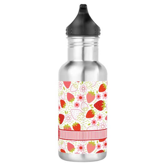 Monogram Summer Strawberry Fruit Pattern Waterfles (Rechts)