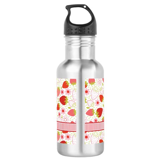 Monogram Summer Strawberry Fruit Pattern Waterfles (Achterkant)