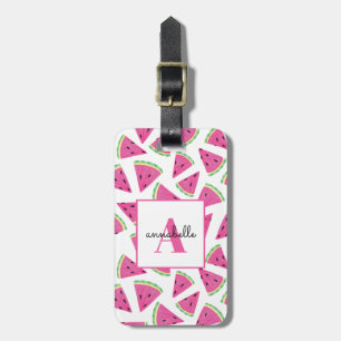 Monogram Summer Watermelon gepersonaliseerd Bagagelabel